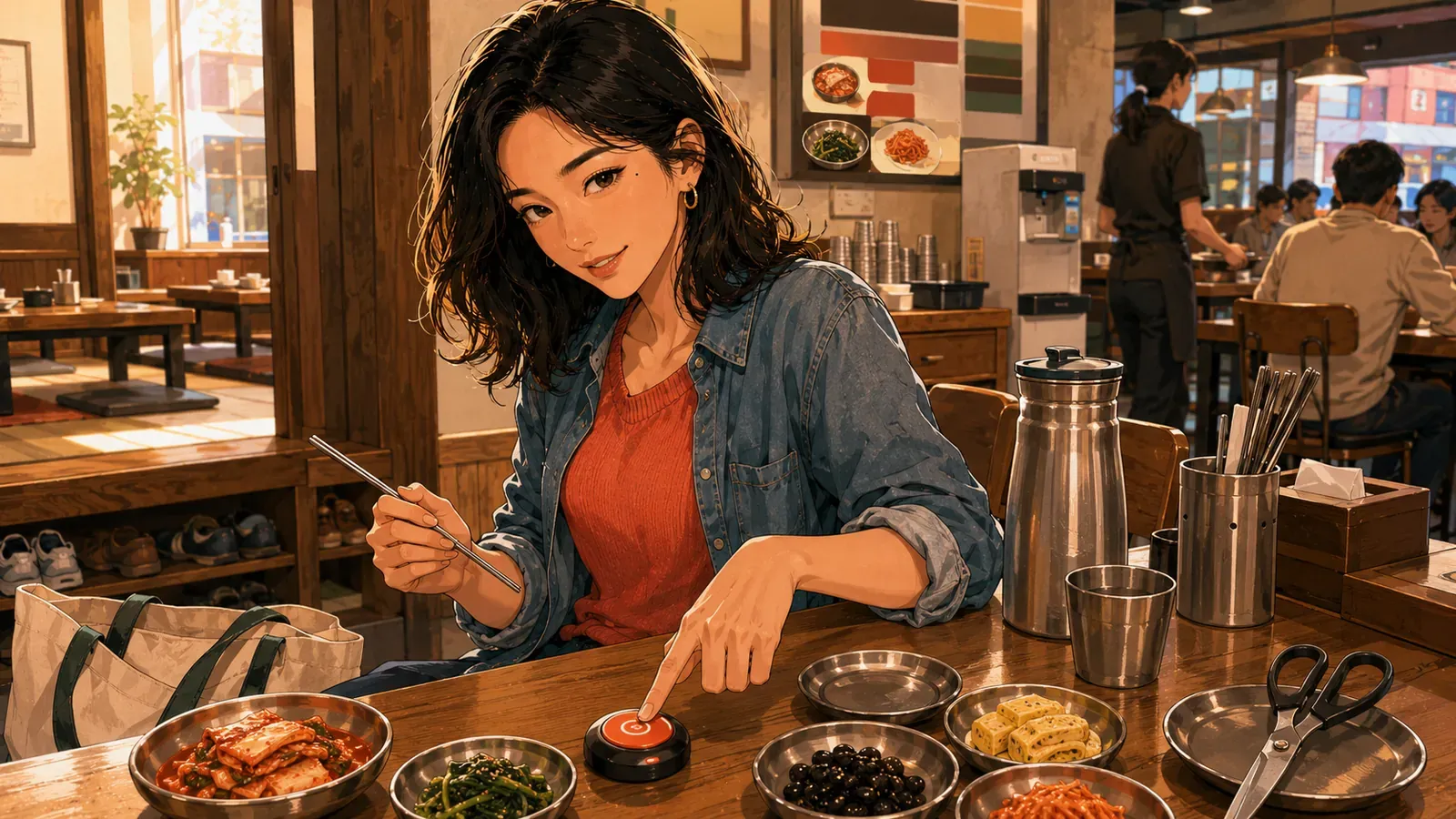 A Seoul restaurant table set with banchan