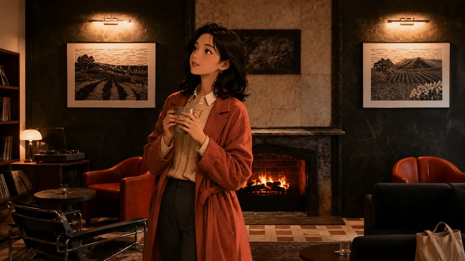 Inside Jangchung Lounge R, by the original fireplace